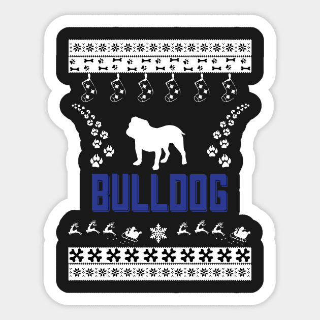 Merry Christmas BULLDOG Sticker by bryanwilly